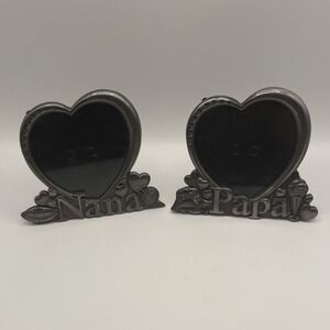Set Of Malden Nana & Papa Silver Metal Heart Picture Frames 5 In Gift